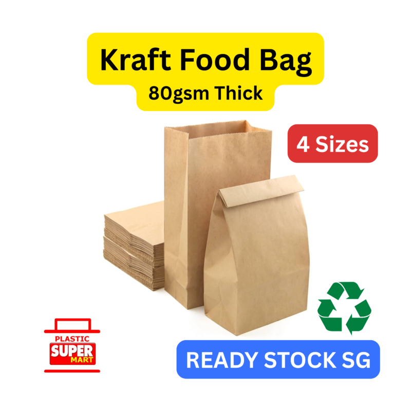 Small Supot SOS Brown Paper Kraft Food Satchel Bag : Plasticsupermart Singapore