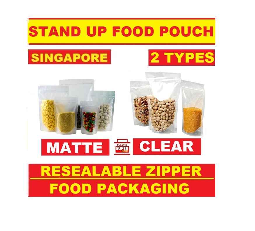 Matte Clear Stand Up Food Pouch with Zipper : Plasticsupermart