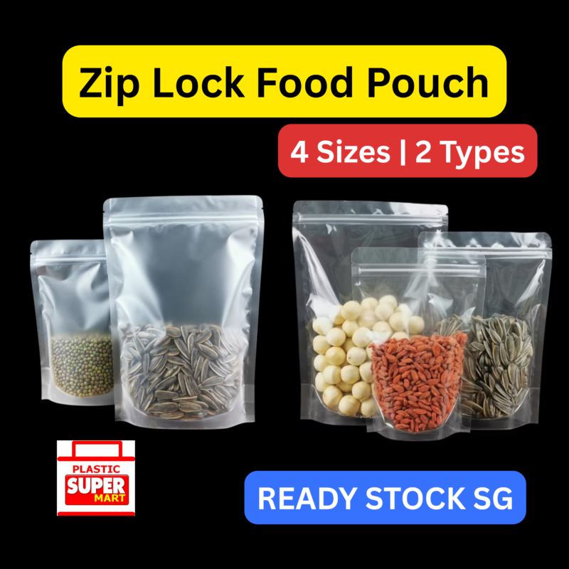 Menu Pouch Matte Clear Stand Up Food Pouch with Zipper : Plasticsupermart
